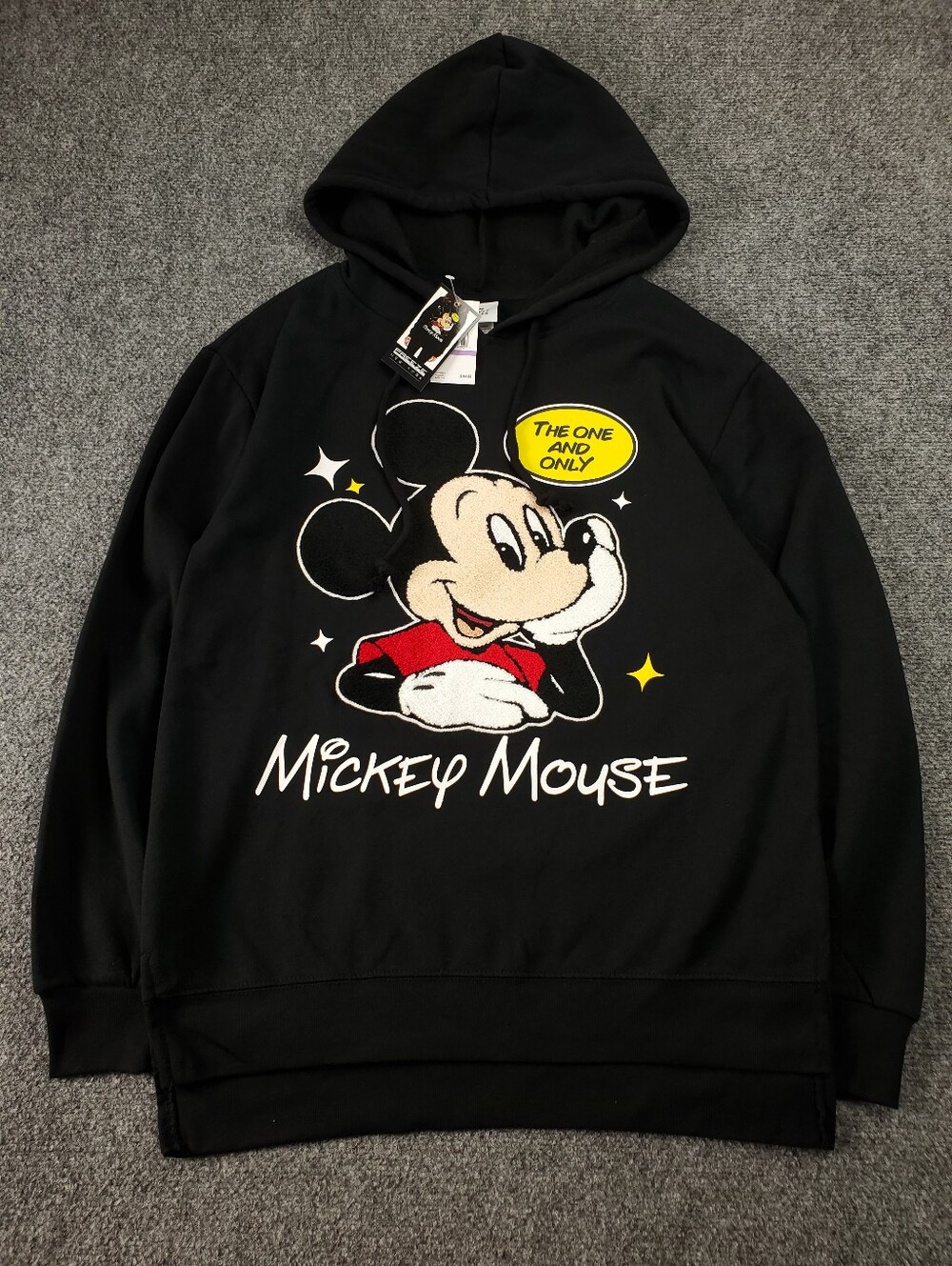 Disney Mickey Mouse Chenille Pullover Hoodie Small Black The One and Only NEW